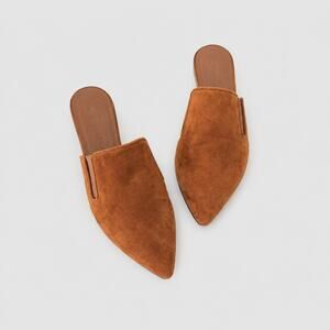 Jenni Kayne Suede Mules Womens EU37/US7 Brown Pointed Toe Slingback Handmade